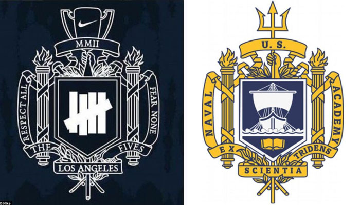 耐克展示的标志与美国海军学院的标志相似